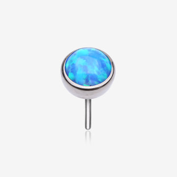 Implant Grade Titanium OneFit Threadless Bezel Set Fire Opal Top Part-Blue Opal